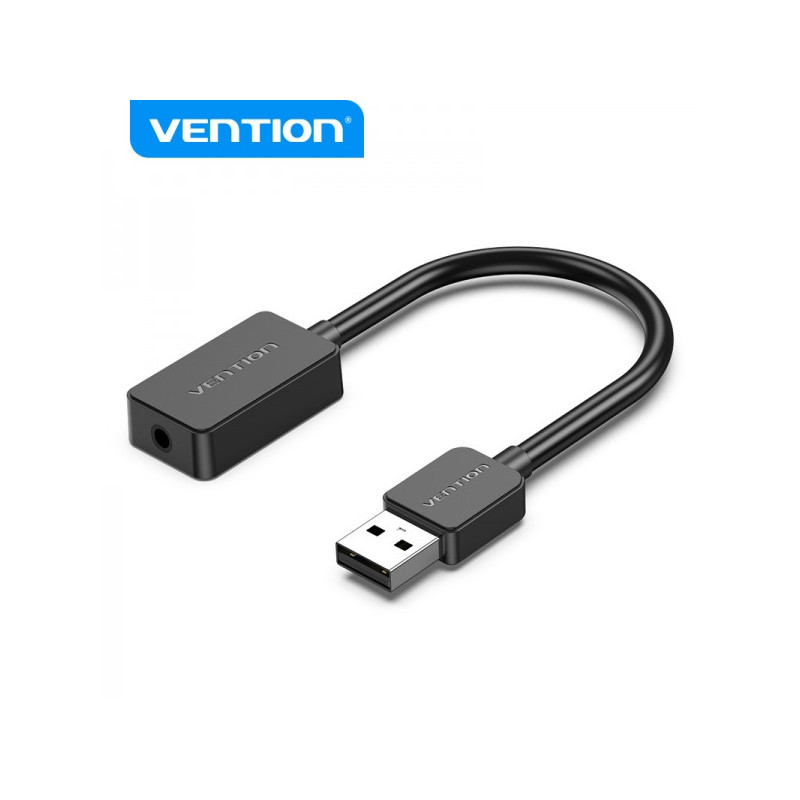 Carte son Vention USB A vers jack femelle 3,5 mm - Noir